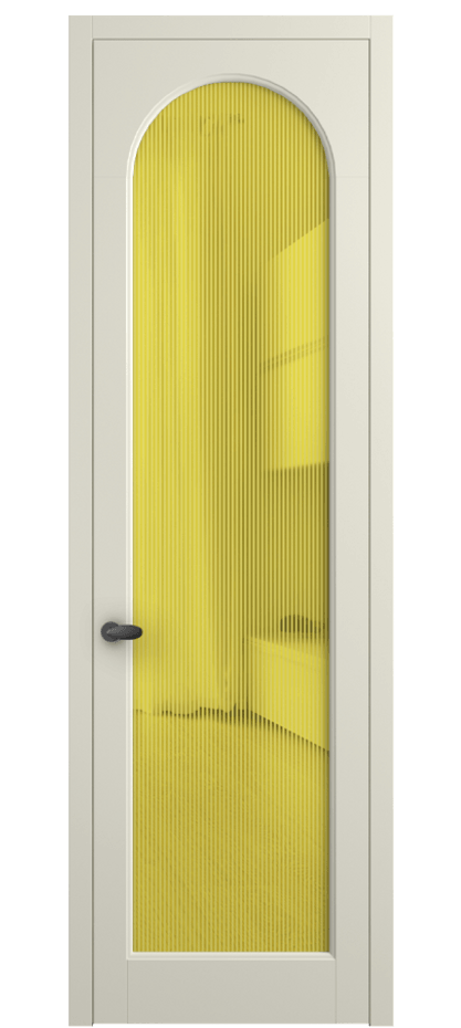 Межкомнатная дверь Палаццо 6804 Матовый молочно-белый Рифлёное желтое стекло "Дюна", триплекс Цена 150010 сом | Volhovec