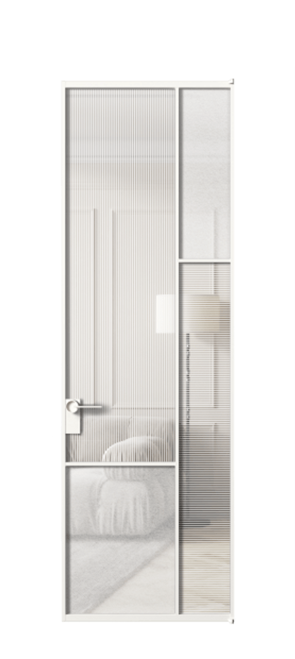 Межкомнатная дверь Mosaic АЛПЛ041.12 Алюминий Белый Рифлёное стекло "Дюна", триплекс, 6 мм + Фактурное стекло "Лёд", триплекс Цена 244710 сом | Volhovec