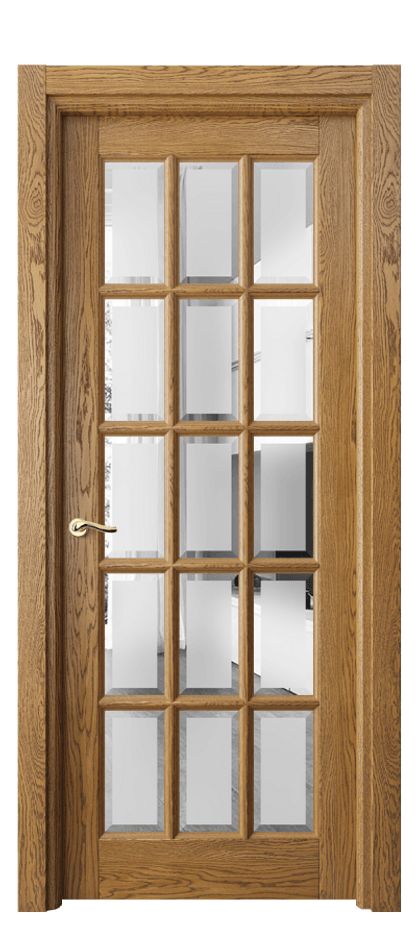 Межкомнатная дверь Лигнум 0708 Дуб медовый брашированный Сатинированное стекло с фацетом Цена 257711 сом | Volhovec