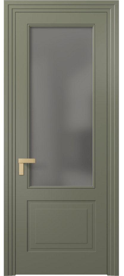 Межкомнатная дверь Рокка 8352 Матовый оливковый тёмный Сатинированное серое стекло, триплекс Цена 99630 сом | Volhovec