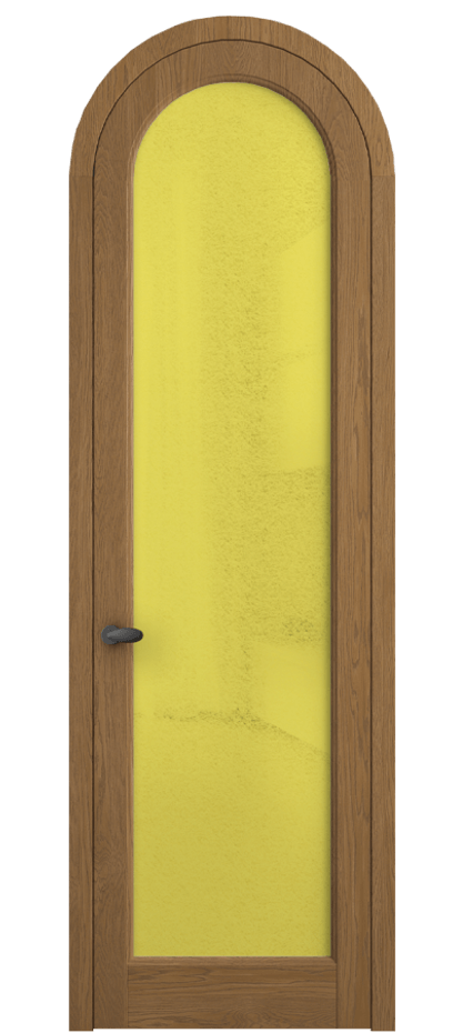 Межкомнатная дверь Палаццо 6814 Дуб пряный матовый Фактурное жёлтое стекло "Лёд", триплекс Цена 315440 сом | Volhovec