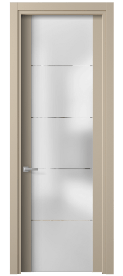 Межкомнатная дверь Planum 4114 ПЭТ серо-коричневый  Сатинированное стекло с гравировкой «КВАДРО», триплекс Цена 44030 сом | Volhovec