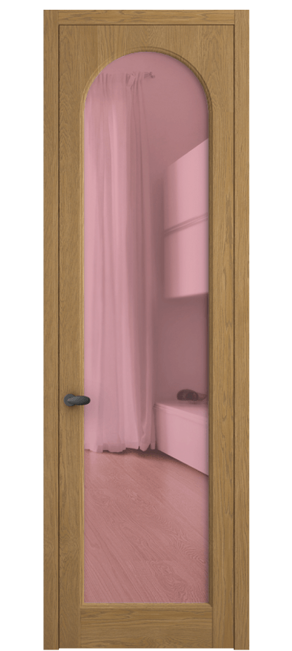 Межкомнатная дверь Palazzo 6804 Дуб солнечный матовый Прозрачное розовое стекло, триплекс Цена 215820 сом | Volhovec