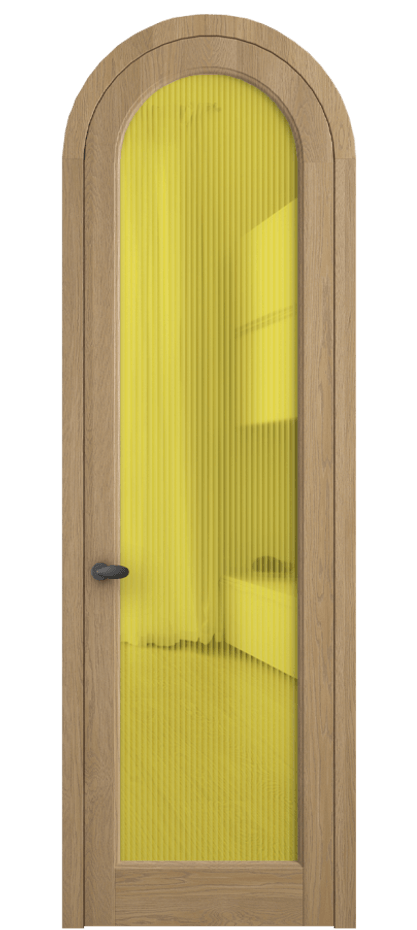 Межкомнатная дверь Палаццо 6814 Дуб соломенный матовый Рифлёное жёлтое стекло "Мору", триплекс Цена 312090 сом | Volhovec