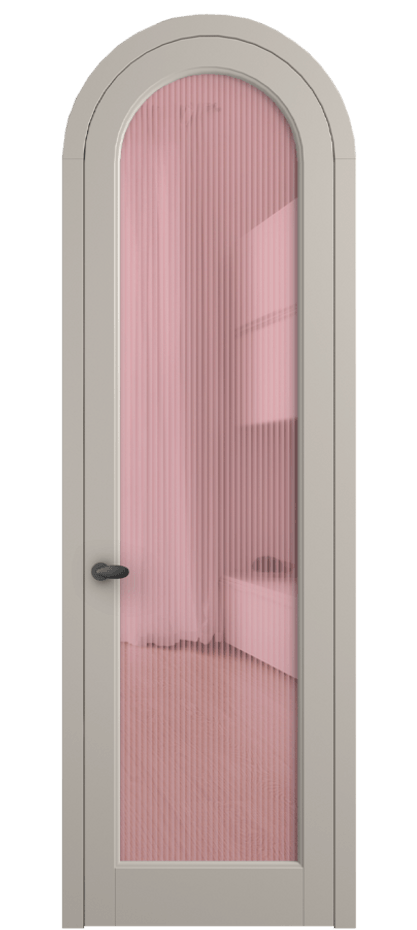 Межкомнатная дверь Палаццо 6814 Матовый светло-бежевый Рифлёное розовое стекло "Мору", триплекс Цена 193880 сом | Volhovec