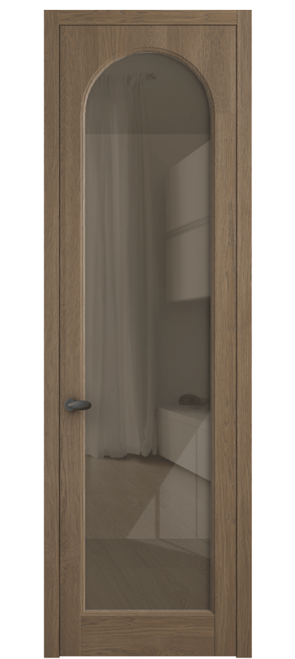 Межкомнатная дверь Палаццо 6804 Дуб джутовый матовый Рефлективное бронзовое стекло "Стопсол", калёное Цена 227470 сом | Volhovec