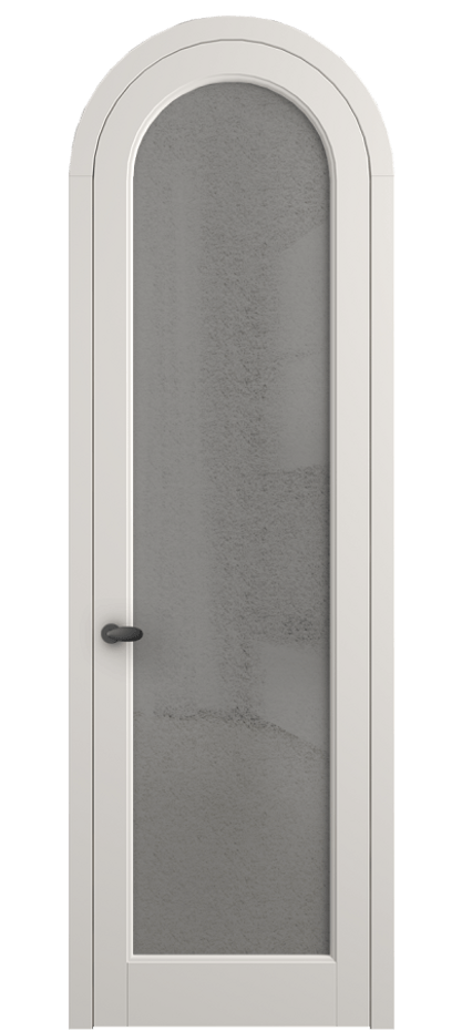 Межкомнатная дверь Палаццо 6814 Матовый пудровый белый Фактурное серое стекло "Лёд", триплекс Цена 195480.6 сом | Volhovec