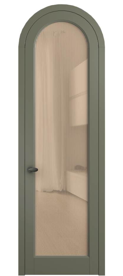 Межкомнатная дверь Палаццо 6814 Матовый оливковый тёмный Рифлёное оранжевое стекло "Дюна", триплекс Цена 195480.6 сом | Volhovec