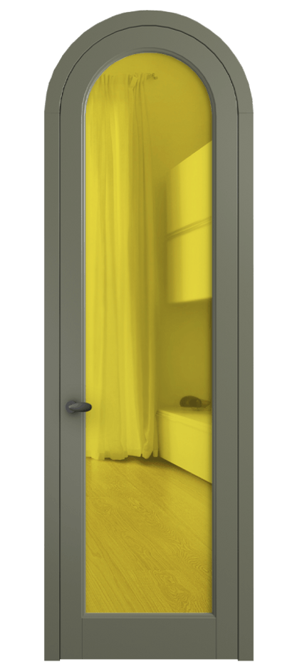 Межкомнатная дверь Палаццо 6814 Матовый оливковый тёмный Прозрачное жёлтое стекло, триплекс Цена 186740 сом | Volhovec