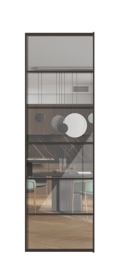 Алюминиевая дверь АЛПЛ040.04 Алюминий антрацит Рефлективное прозрачное стекло "Stopsol", калёное Цена 229280  | Volhovec