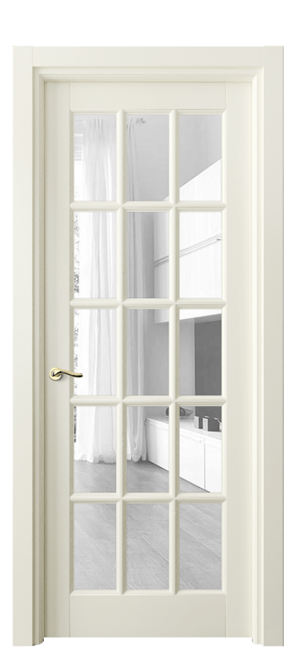 Межкомнатная дверь Лигнум 0708 Матовый молочно-белый Прозрачное стекло Цена 167880 сом | Volhovec