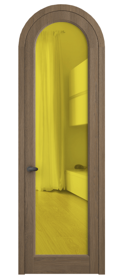 Межкомнатная дверь Палаццо 6814 Дуб джутовый матовый Прозрачное жёлтое стекло, триплекс Цена 210649 ₽ | Volhovec