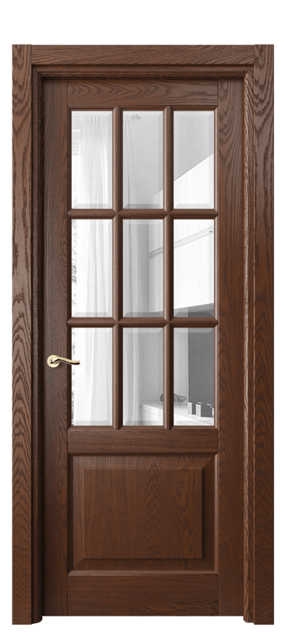 Межкомнатная дверь Лигнум 0748 Дуб коньячный брашированный Прозрачное стекло с фацетом Цена 257711 сом | Volhovec