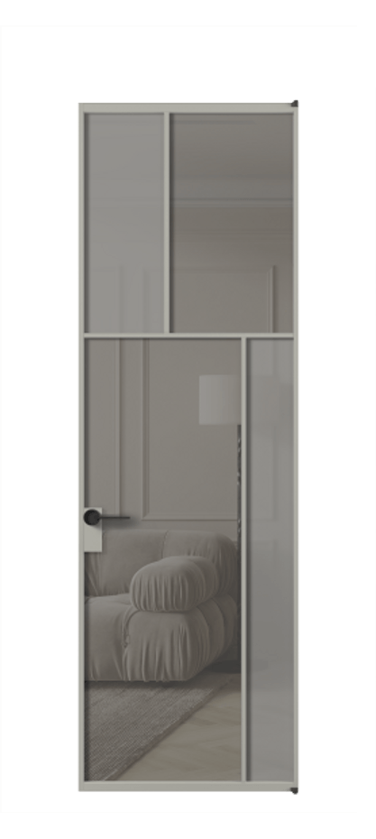 Межкомнатная дверь Mosaic АЛПЛ041.23 Алюминий нейтральный серый Сатинированное серое стекло, триплекс, 6 мм + Прозрачное серое стекло, триплекс Цена 233090 сом | Volhovec