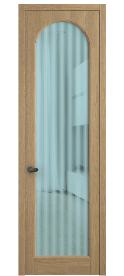 Межкомнатная дверь Палаццо 6804 Дуб соломенный матовый Рифлёное голубое стекло "Дюна", триплекс Цена 230820 сом | Volhovec