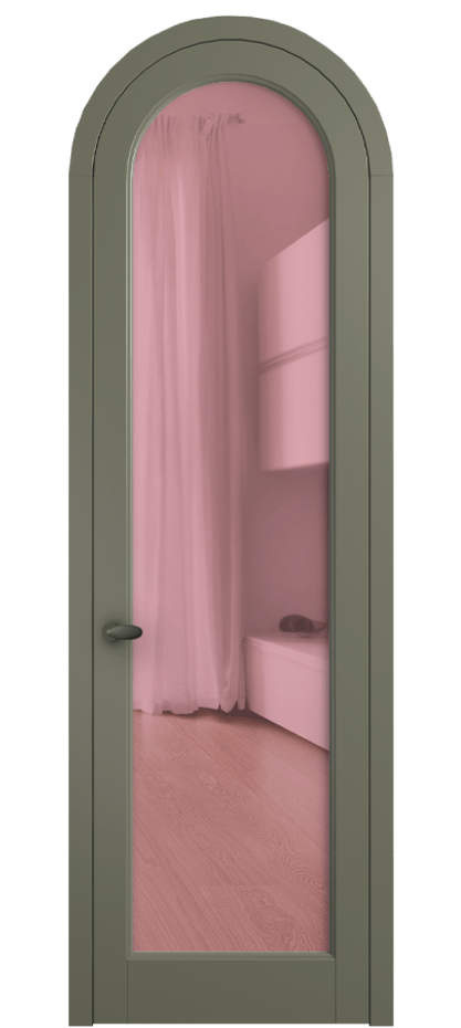 Межкомнатная дверь Палаццо 6814 Матовый оливковый тёмный Прозрачное розовое стекло, триплекс Цена 186740 сом | Volhovec