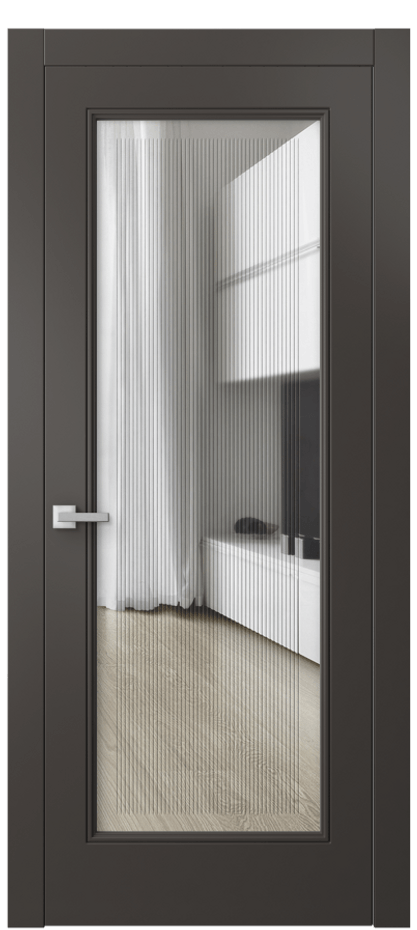 Межкомнатная дверь Линия 8300 Матовый антрацит Прозрачное стекло с гравировкой "Каннелюры", триплекс Цена 121870 сом | Volhovec