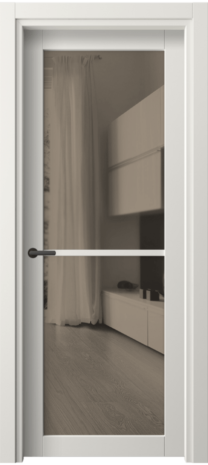 Межкомнатная дверь Нео 2108 ПЭТ белоснежный Двустороннее бронзовое зеркало, триплекс Цена 0 сом | Volhovec