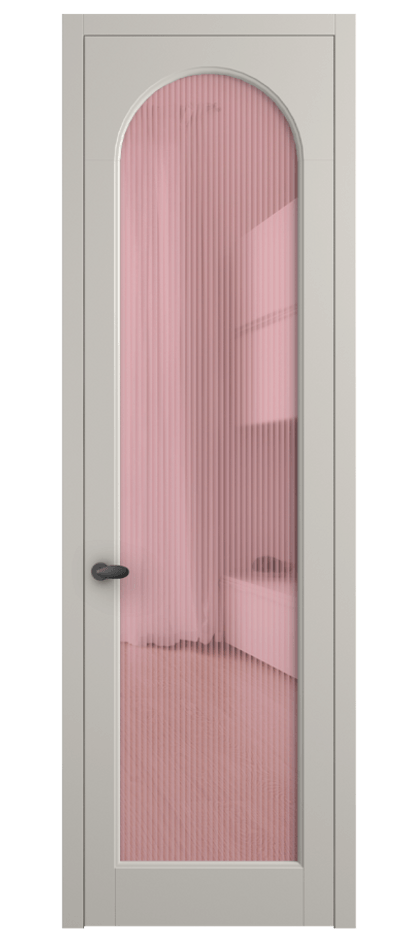 Межкомнатная дверь Палаццо 6804 Матовый облачно-серый Рифлёное розовое стекло "Мору", триплекс Цена 152920 сом | Volhovec