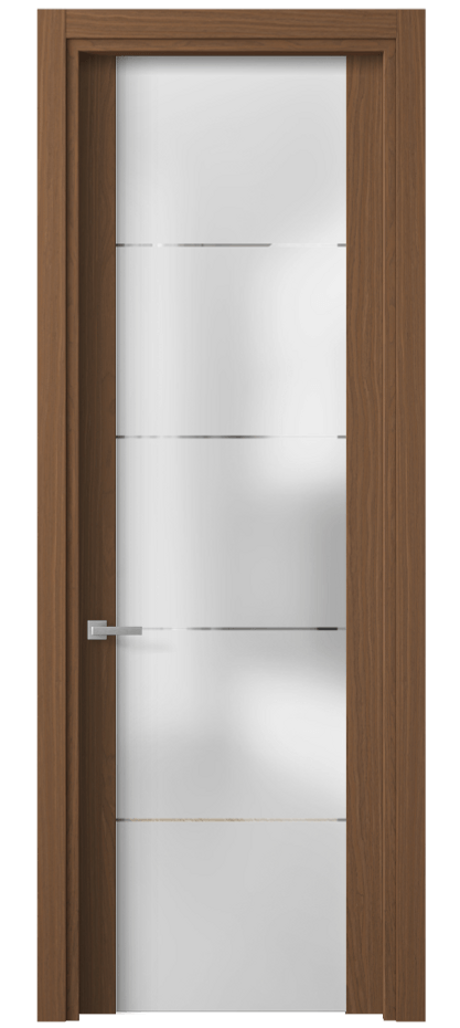 Межкомнатная дверь Planum 4114 Дуб шоколадный матовый Сатинированное стекло с гравировкой «КВАДРО», триплекс Цена 17295400 so'm | Volhovec