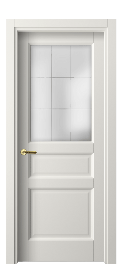 Межкомнатная дверь Galant 1432 Софт-тач белоснежный Сатинированное стекло с гравировкой "Лофт", 4 мм Цена 35870 сом | Volhovec