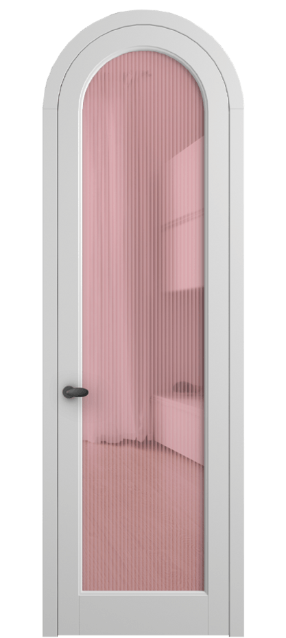 Межкомнатная дверь Палаццо 6814 Матовый белоснежный Рифлёное розовое стекло "Мору", триплекс Цена 193880 сом | Volhovec