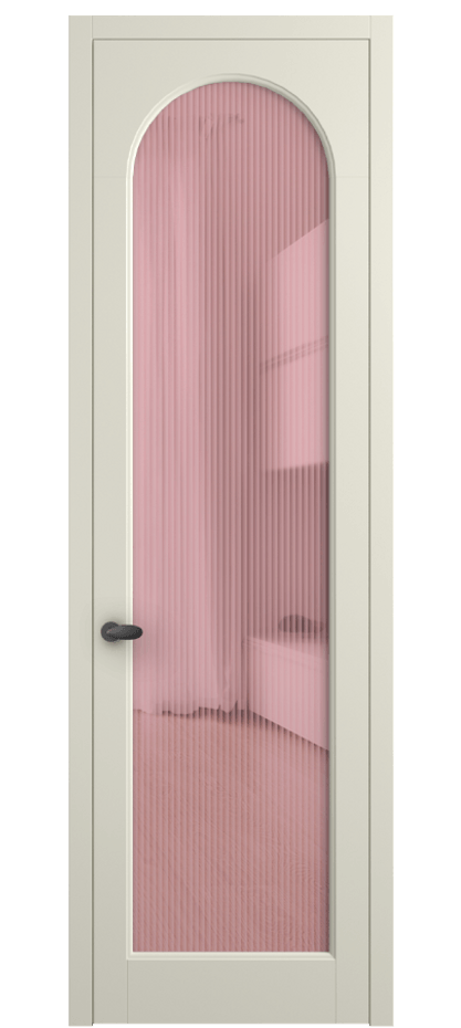 Межкомнатная дверь Палаццо 6804 Матовый молочно-белый Рифлёное розовое стекло "Мору", триплекс Цена 152920 сом | Volhovec