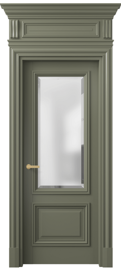 Межкомнатная дверь Антик 7302 Матовый оливковый тёмный Сатинированное стекло с фацетом Цена 8460 AZE | Volhovec