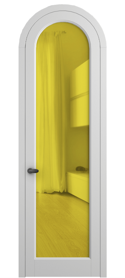 Межкомнатная дверь Палаццо 6814 Матовый белоснежный Прозрачное жёлтое стекло, триплекс Цена 182230 сом | Volhovec