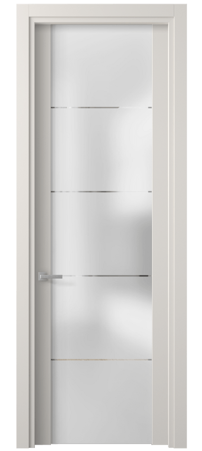 Межкомнатная дверь Планум 4114 Матовый пудровый белый Сатинированное стекло с гравировкой «КВАДРО», триплекс Цена 87800 сом | Volhovec