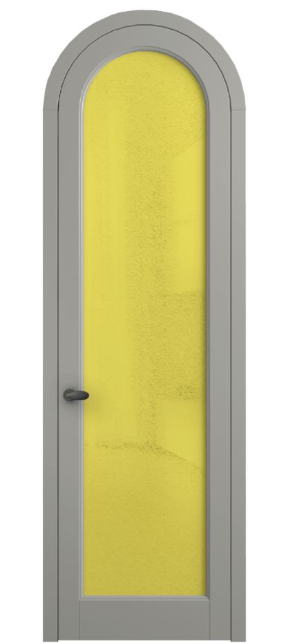 Межкомнатная дверь Палаццо 6814 Матовый нейтральный серый Фактурное жёлтое стекло "Лёд", триплекс Цена 190970 сом | Volhovec