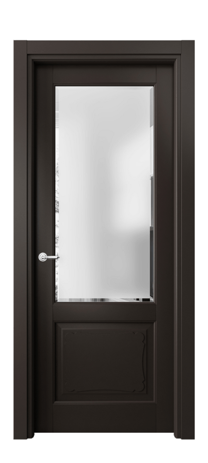 Межкомнатная дверь Тоскана Элегантэ 6322 Матовый антрацит Сатинированное стекло с фацетом Цена 97799 ₽ | Volhovec