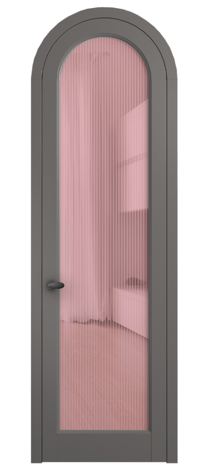 Межкомнатная дверь Палаццо 6814 Матовый классический серый Рифлёное розовое стекло "Мору", триплекс Цена 193880 сом | Volhovec