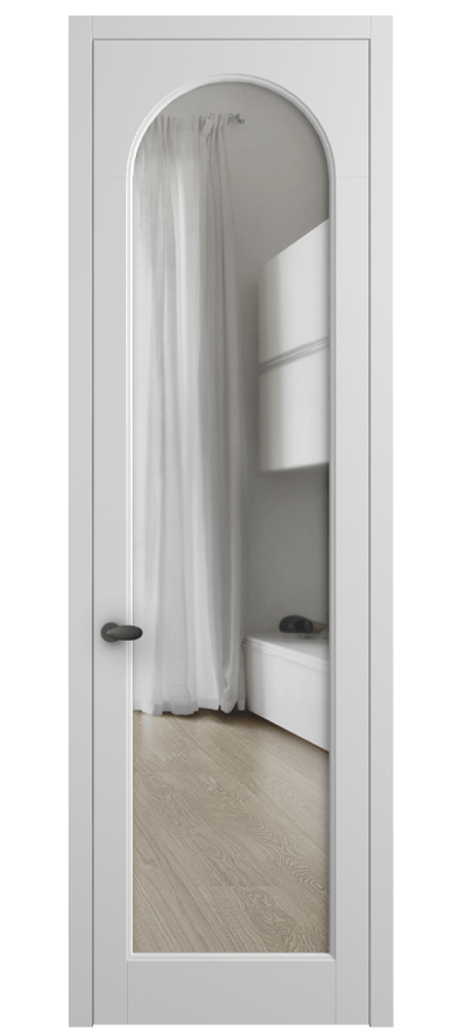 Межкомнатная дверь Палаццо 6804 Матовый белоснежный Прозрачное стекло Цена 141270 сом | Volhovec