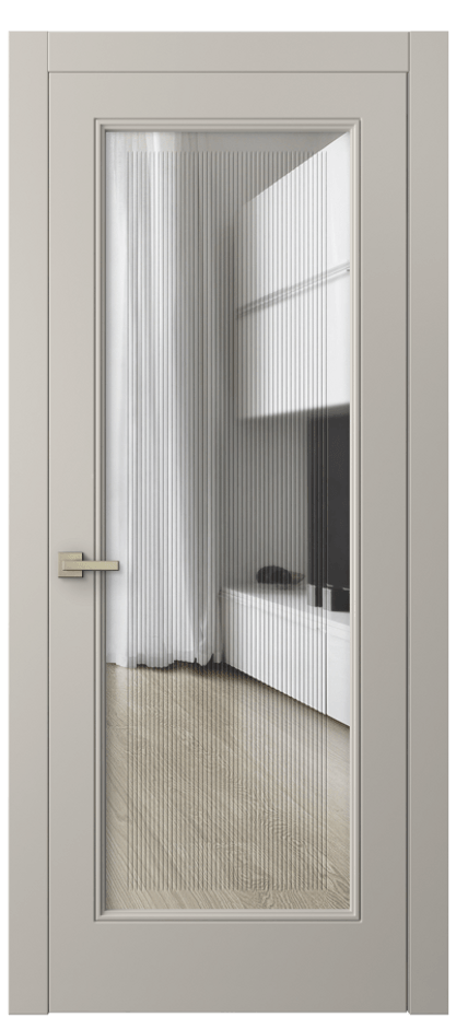Межкомнатная дверь Linea 8300 Матовый светло-бежевый Прозрачное стекло с гравировкой "Каннелюры", триплекс Цена 121870 сом | Volhovec