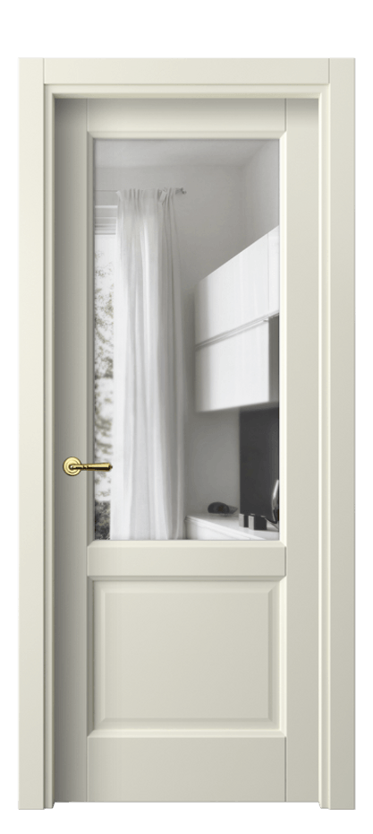 Межкомнатная дверь Galant 1422 Матовый молочно-белый Прозрачное стекло Цена 57310 сом | Volhovec