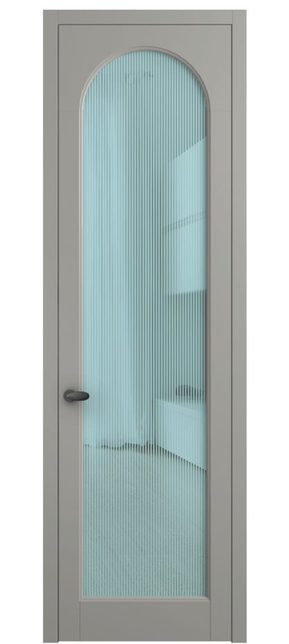Межкомнатная дверь Палаццо 6804 Матовый нейтральный серый Рифлёное голубое стекло "Дюна", триплекс Цена 150010 сом | Volhovec