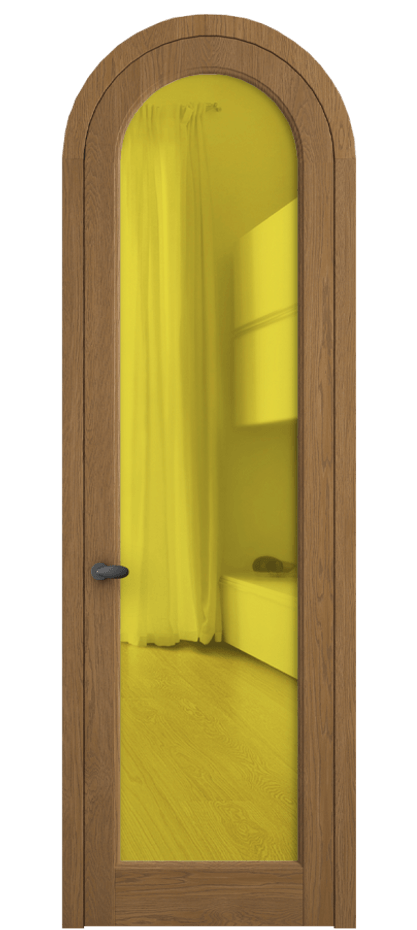 Межкомнатная дверь Палаццо 6814 Дуб пряный матовый Прозрачное жёлтое стекло, триплекс Цена 306710 сом | Volhovec