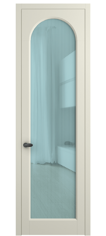 Межкомнатная дверь Палаццо 6804 Матовый молочно-белый Рифлёное голубое стекло "Moru", триплекс Цена 152920 сом | Volhovec