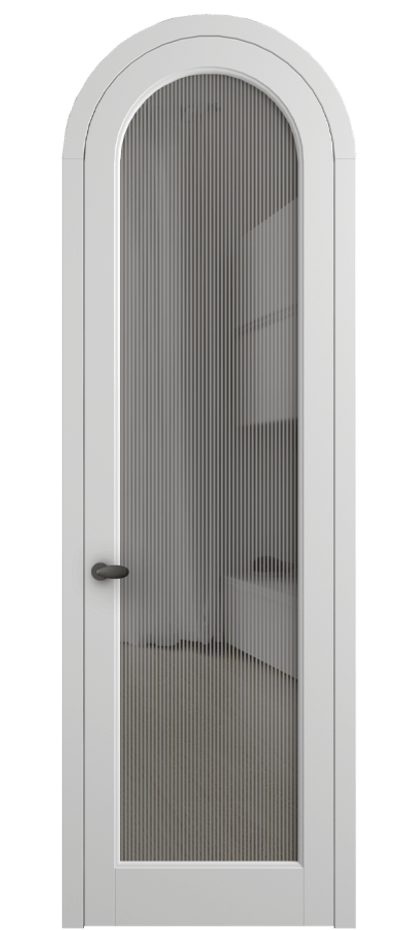 Межкомнатная дверь Палаццо 6814 Матовый белоснежный Рифлёное серое стекло "Дюна", триплекс Цена 190970 сом | Volhovec