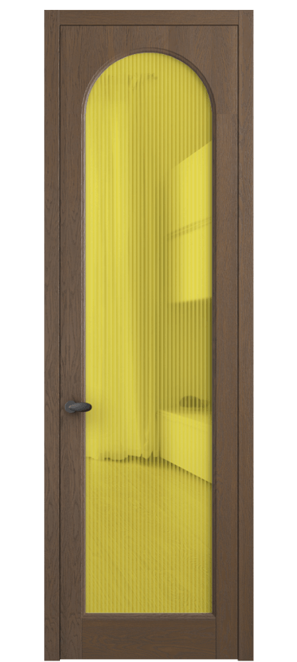 Межкомнатная дверь Палаццо 6804 Дуб туманный матовый Рифлёное жёлтое стекло "Moru", триплекс Цена 227470 сом | Volhovec