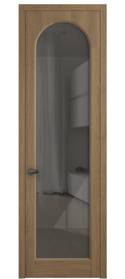 Межкомнатная дверь Палаццо 6804 Дуб мускатный матовый Рефлективное серое стекло "Стопсол", калёное Цена 233730 сом | Volhovec