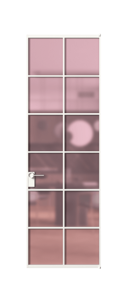 Алюминиевая дверь АЛПЛ040.05 Алюминий Белый Сатинированное розовое стекло, триплекс Цена 181320  | Volhovec