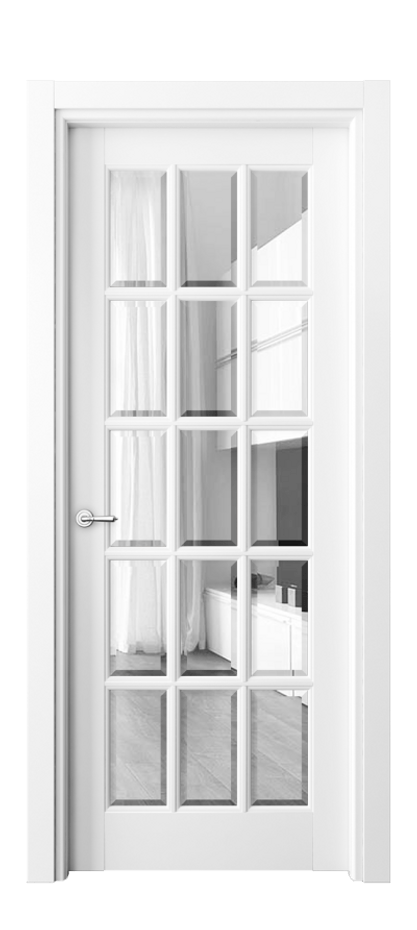 Межкомнатная дверь Тоскана Грильято 6311 Матовый белоснежный Прозрачное стекло с фацетом Цена 173550 сом | Volhovec
