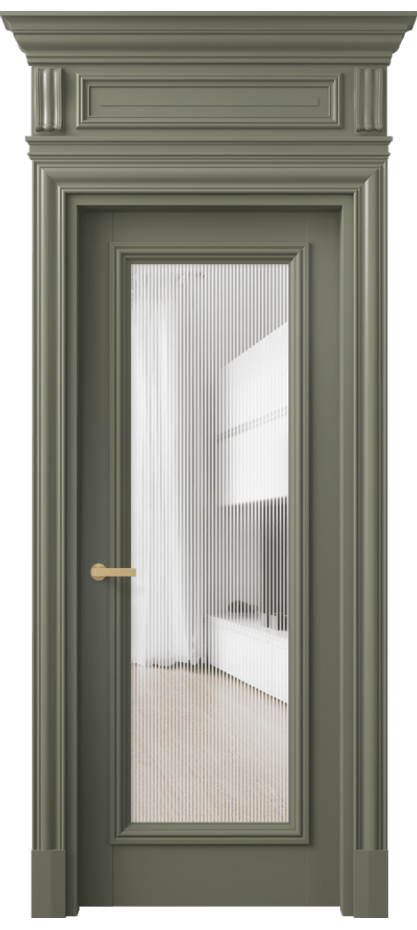 Межкомнатная дверь Антик 7300 Матовый оливковый тёмный Рифлёное стекло "Дюна", триплекс Цена 8670 AZE | Volhovec