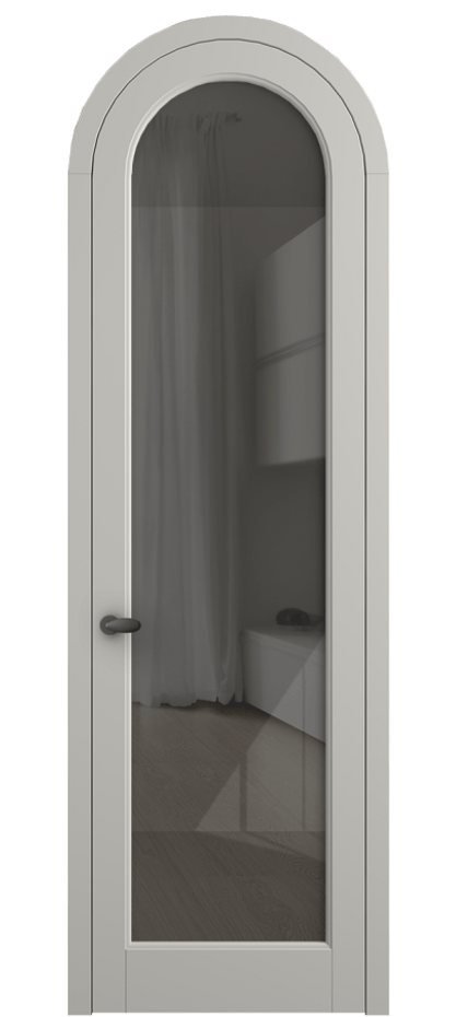 Межкомнатная дверь Палаццо 6814 Матовый тёплый серый Рефлективное серое стекло "Stopsol", калёное Цена 898000 AMD | Volhovec