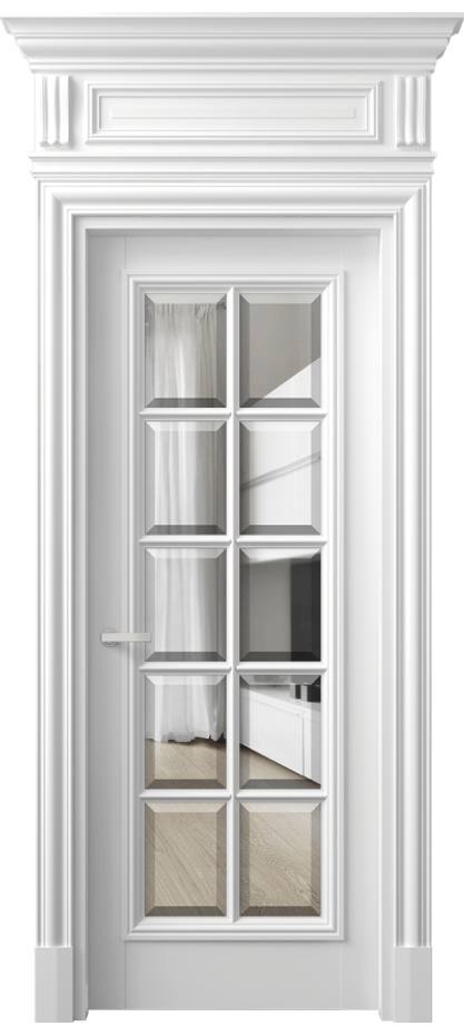 Межкомнатная дверь Антик 7310 Матовый белоснежный Прозрачное стекло с фацетом Цена 267920 сом | Volhovec