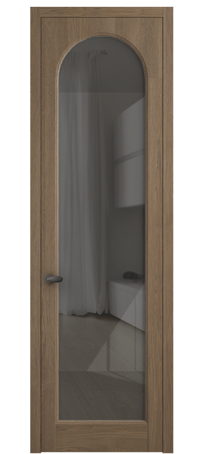 Межкомнатная дверь Палаццо 6804 Дуб джутовый матовый Рефлективное серое стекло "Стопсол", калёное Цена 227470 сом | Volhovec