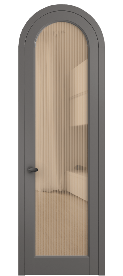 Межкомнатная дверь Палаццо 6814 Матовый классический серый Рифлёное оранжевое стекло "Мору", триплекс Цена 193880 сом | Volhovec