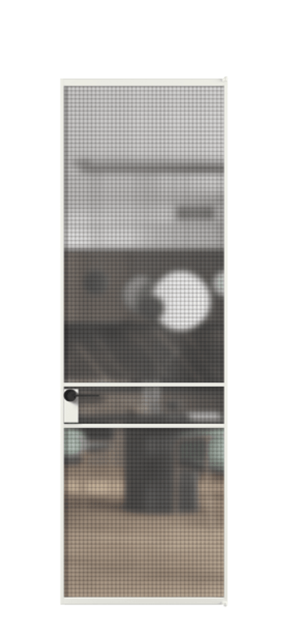 Алюминиевая дверь АЛПЛ040.02 Алюминий светло-серый Декоративное стекло с сеткой "Mesh silver", триплекс Цена 189820  | Volhovec